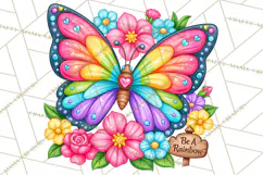 Colorful Butterfly Inspirational Clipart PNG, Floral Png Product Image 3