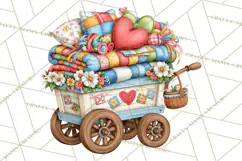 Patchwork Village Clipart PNG, Quilting Seamstress Quilt Product Image 4