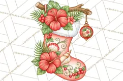 Tropical Christmas Beach Clipart PNG, Christmas Beach Decor Product Image 4