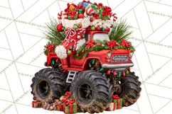Christmas Monster Truck Clipart PNG Product Image 4
