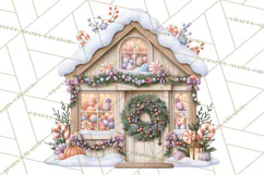 Highland Cow Christmas Village Clipart, Christmas Cow PNG Product Image 4