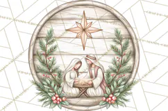 Religious Christmas Nativity Round Sign Clipart PNG Product Image 4