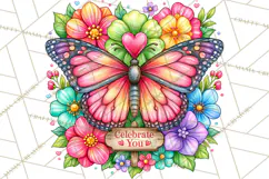 Colorful Butterfly Inspirational Clipart PNG, Floral Png Product Image 5
