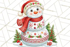 Patterned Snowman Christmas Clipart PNG Product Image 5