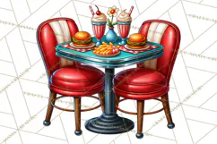 Retro Diner Clipart PNG 1950s Vintage Food Jukebox Product Image 4
