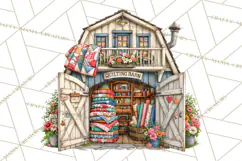 Patchwork Village Clipart PNG, Quilting Seamstress Quilt Product Image 5