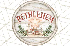 Religious Christmas Nativity Round Sign Clipart PNG Product Image 5