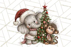 Jungle Christmas Clipart, Christmas Jungle Animals PNG Product Image 2