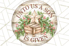 Religious Christmas Nativity Round Sign Clipart PNG Product Image 2