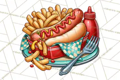 Retro Diner Clipart PNG 1950s Vintage Food Jukebox Product Image 2