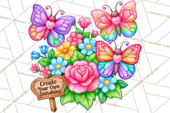 Colorful Butterfly Inspirational Clipart PNG, Floral Png Product Image 3