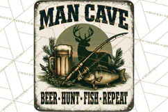 Vintage Man Cave Funny Clipart, Beer Png, Hunting, Bar Sign Product Image 2