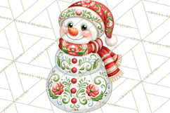 Patterned Snowman Christmas Clipart PNG Product Image 2