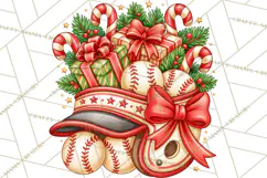 Christmas Baseball Clipart PNG Product Image 3