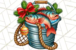 Christmas Fishing Clipart PNG Product Image 3