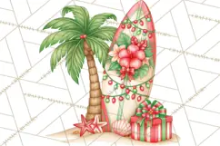 Tropical Christmas Beach Clipart PNG, Christmas Beach Decor Product Image 3