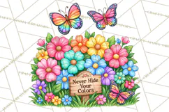 Colorful Butterfly Inspirational Clipart PNG, Floral Png Product Image 4