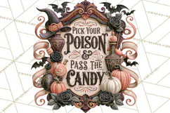 Retro Halloween Sign Clipart PNG Product Image 3