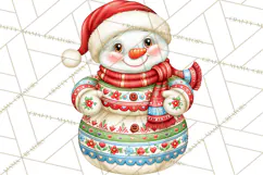 Patterned Snowman Christmas Clipart PNG Product Image 3