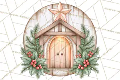 Religious Christmas Nativity Round Sign Clipart PNG Product Image 3