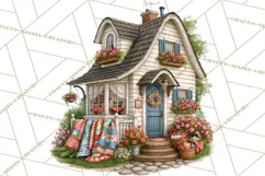 Patchwork Village Clipart PNG, Quilting Seamstress Quilt Product Image 4