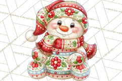 Patterned Snowman Christmas Clipart PNG Product Image 4
