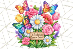 Colorful Butterfly Inspirational Clipart PNG, Floral Png Product Image 5