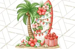 Tropical Christmas Beach Clipart PNG, Christmas Beach Decor Product Image 4