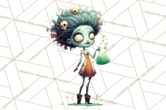 Cute Halloween Zombie Clipart PNG Product Image 3