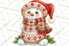 Patterned Snowman Christmas Clipart PNG Product Image 5