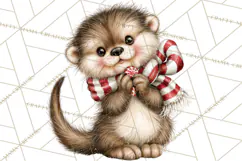 Peppermint Pals Christmas Animal Clipart PNG, Cute Candy Product Image 5