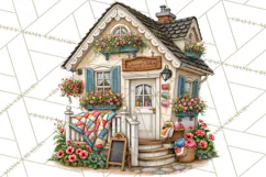 Patchwork Village Clipart PNG, Quilting Seamstress Quilt Product Image 5
