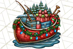 Christmas Fishing Clipart PNG Product Image 5