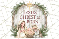 Religious Christmas Nativity Round Sign Clipart PNG Product Image 5