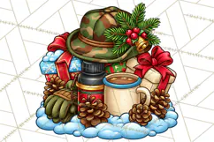 Christmas Hunting Clipart Santa Deer PNG Product Image 5