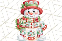 Patterned Snowman Christmas Clipart PNG Product Image 2