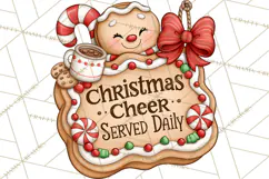 Gingerbread Christmas Signs PNG, Cute Christmas Sayings Product Image 2