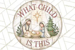 Religious Christmas Nativity Round Sign Clipart PNG Product Image 2