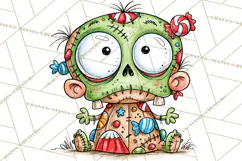 Zombie Hollow Cute Zombie Halloween Clipart PNG Product Image 2