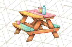 Girls Back Yard Barbecue Girly Grilling BBQ Clipart Product Image 5