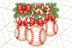Christmas Baseball Clipart PNG Product Image 2
