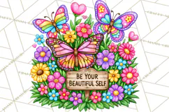 Colorful Butterfly Inspirational Clipart PNG, Floral Png Product Image 2