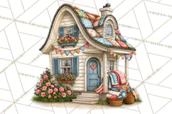 Patchwork Village Clipart PNG, Quilting Seamstress Quilt Product Image 3