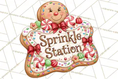 Gingerbread Christmas Signs PNG, Cute Christmas Sayings Product Image 3