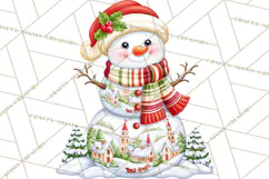 Patterned Snowman Christmas Clipart PNG Product Image 3