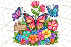 Colorful Butterfly Inspirational Clipart PNG, Floral Png Product Image 3