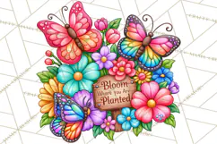 Colorful Butterfly Inspirational Clipart PNG, Floral Png Product Image 4