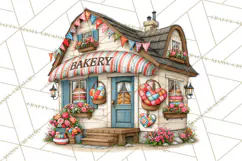 Patchwork Village Clipart PNG, Quilting Seamstress Quilt Product Image 4