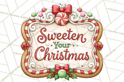 Gingerbread Christmas Signs PNG, Cute Christmas Sayings Product Image 4