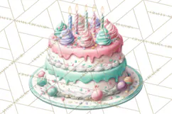 Cute Birthday Party Clipart PNG | Birthday Cake Graphics Product Image 3